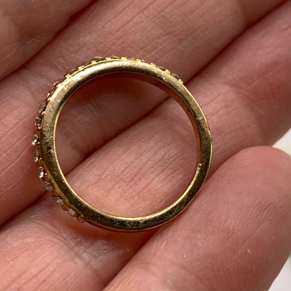 Delicate Gold Tone Eternity Band Ring - Clear Rhinestone Crystals Size 5 - Picture 5 of 6
